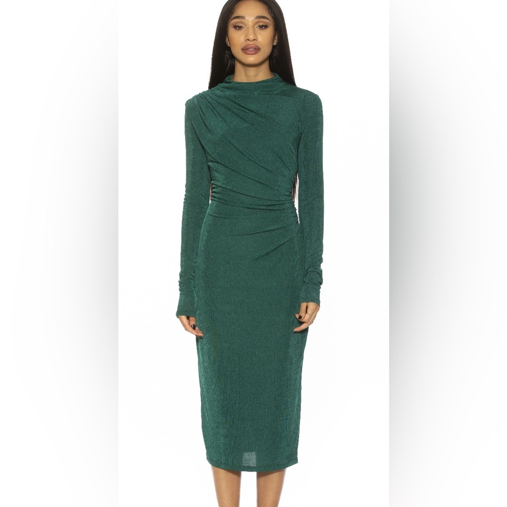 Alexia Admor Emerald Green Long-Sleeve Midi Dress